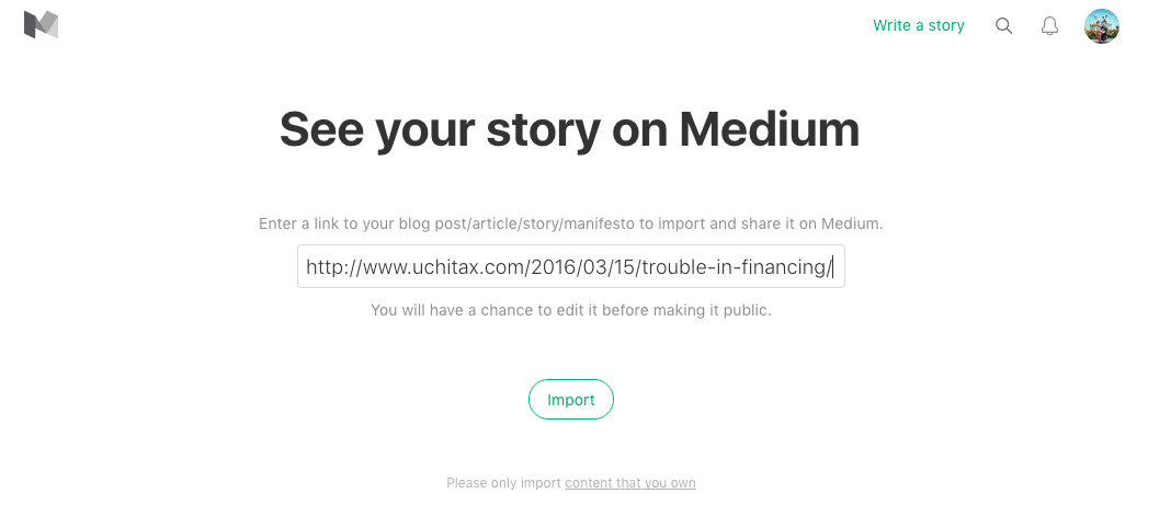 mediumインポート