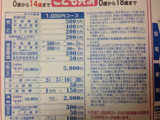 こども共済の内容