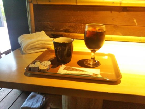 足湯カフェのコーヒー