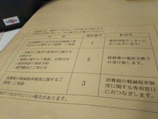 税務署の封筒