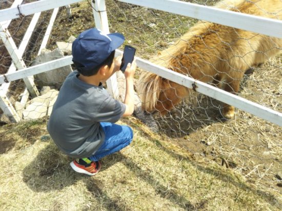 子供がスマホを使っている画像