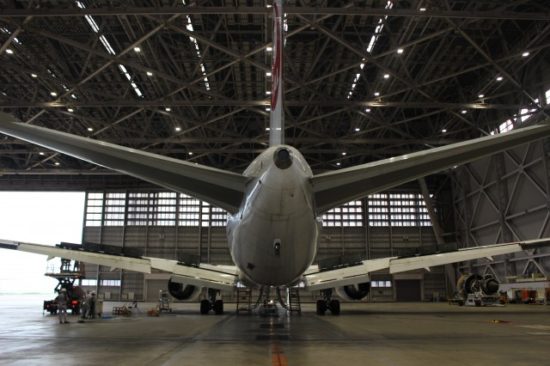 JALの工場見学の飛行機
