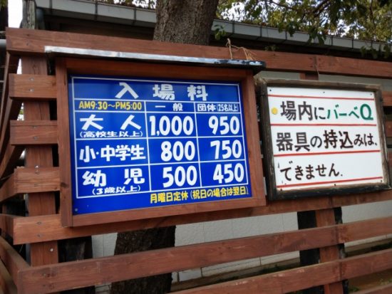 ありのみコース入場料