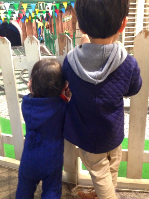 トーマスをみる子供たちの画像