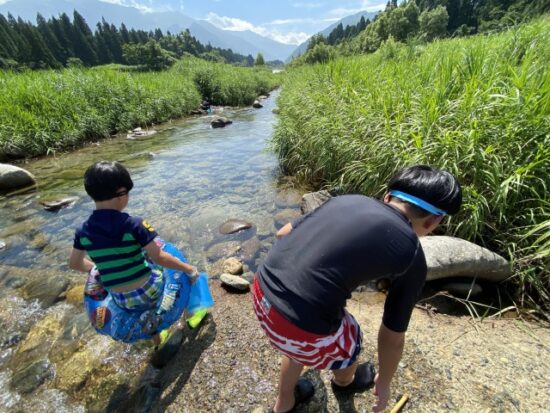 川遊びしている子供たち